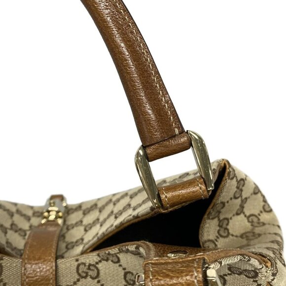 Auth GUCCI GG/New Jackie 124407 Beige Brown Jacquard Leather Handbag - Picture 10 of 16